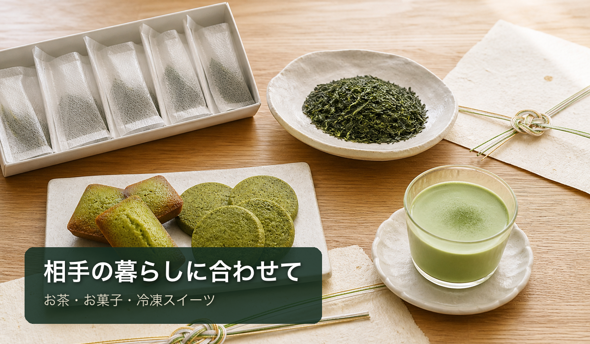 日本茶と抹茶菓子を組み合わせたギフトのイメージ