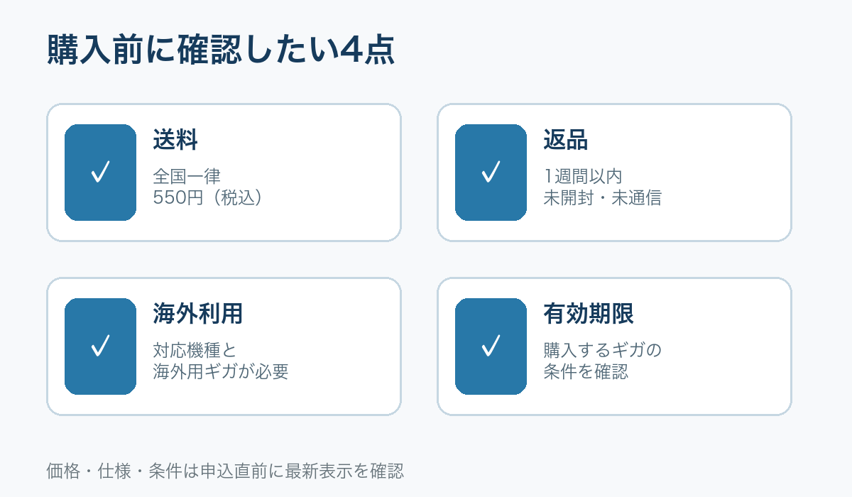 Free-Style Wi-Fiの送料、配送、返品、海外利用の確認事項