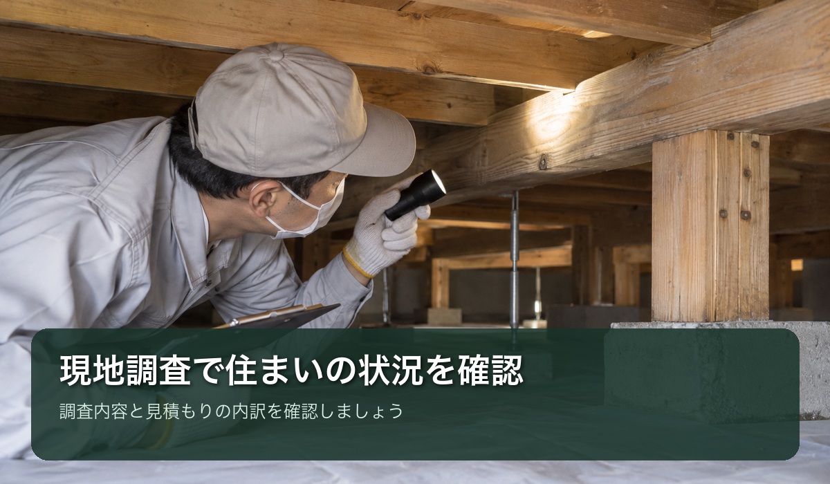 住宅の床下を点検員が調査しているイメージ