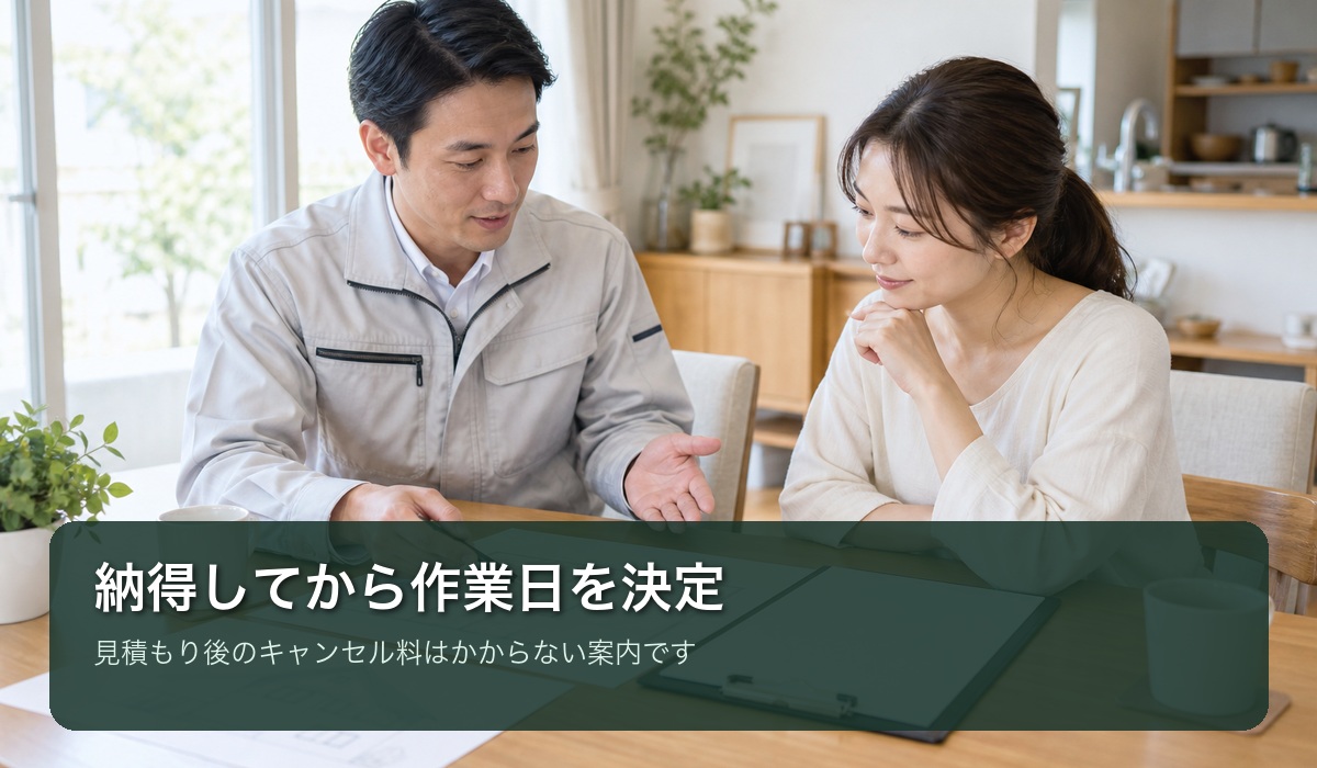 住人が担当者から見積もり内容の説明を受けるイメージ