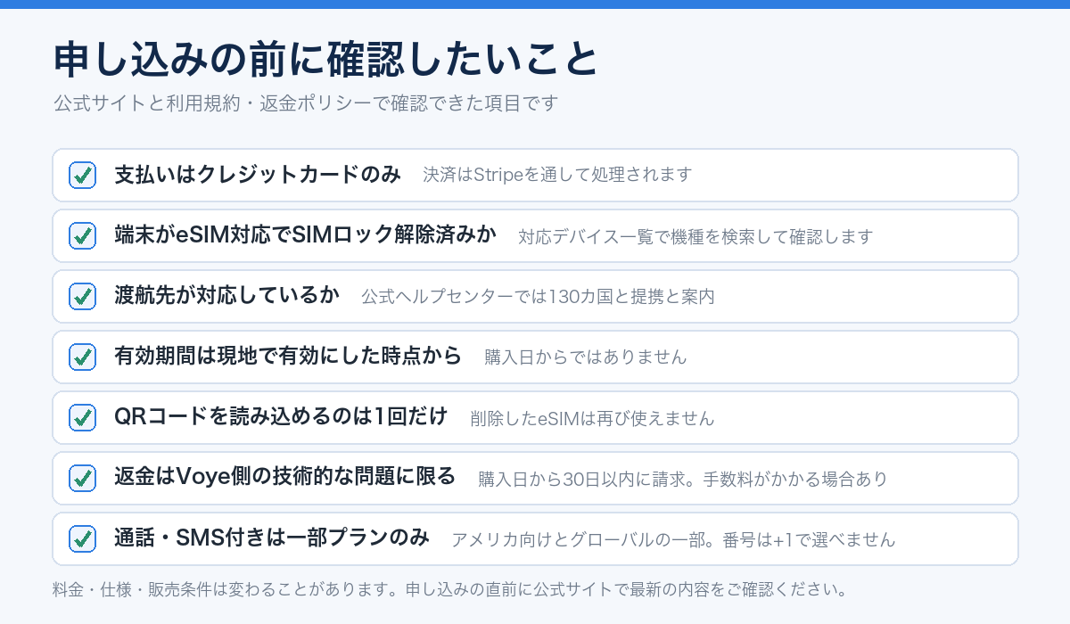 購入前に確認したい支払い方法・端末条件・返金条件などのチェックリスト