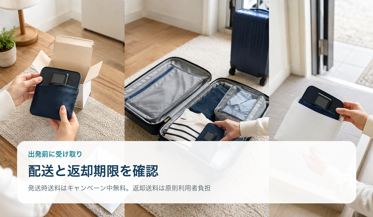 Wi-Fi端末の受取と返却準備のイメージ