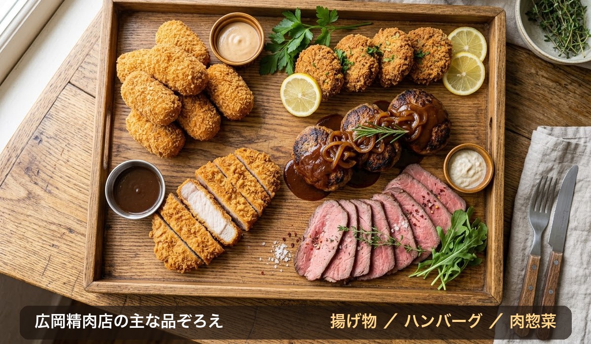 広岡精肉店の品ぞろえ（揚げ物・ハンバーグ・肉惣菜）のイメージ写真